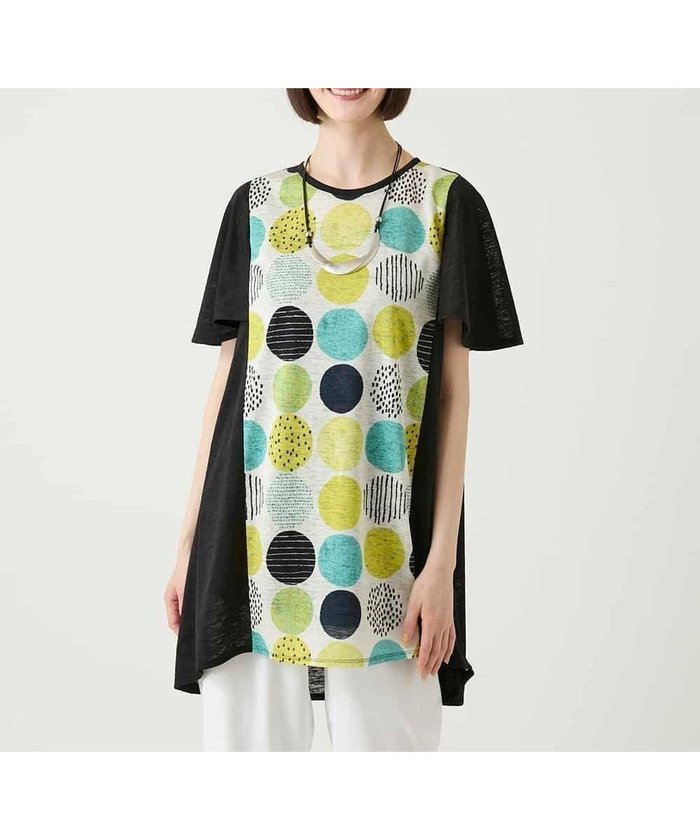 【ヒロコビス/HIROKO BIS】のドットプリントケープスリーブチュニック インテリア・キッズ・メンズ・レディースファッション・服の通販 founy(ファウニー) https://founy.com/ ファッション Fashion レディースファッション Fashion for Women トップス・カットソー Cut & Sew Tops 春 Spring 秋 Autumn カラフル Colorful Design シアー Sheer, See-Through スリーブ Sleeve, Long Sleeve / Short Sleeve チュニック Tunic, Long Top ドット Polka Dot, Dot Pattern フェミニン Feminine, Girly フレア Flare, Flared フロント Front, Front Design プリント Print, Printed Pattern モチーフ Motif, Design Theme 無地 Plain, Solid Color ラウンド Round, Round Neck 冬 Winter / This Winter おすすめ Recommended / Our Picks 夏 Summer |ID: prp329100004981744 ipo3291000000037323934
