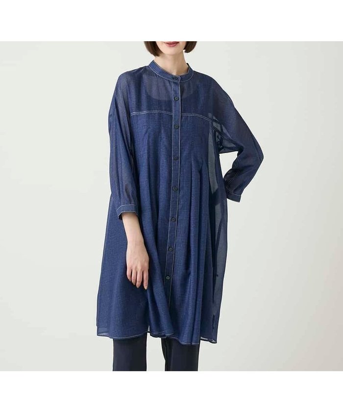 【ヒロコビス/HIROKO BIS】のサテンデニムタックフレアーチュニック インテリア・キッズ・メンズ・レディースファッション・服の通販 founy(ファウニー) https://founy.com/ ファッション Fashion レディースファッション Fashion for Women トップス・カットソー Cut & Sew Tops エアリー Airy Texture エレガント 上品 Elegant 春 Spring 秋 Autumn サテン Satin, Glossy Fabric シアー Sheer, See-Through スリーブ Sleeve, Long Sleeve / Short Sleeve チュニック Tunic, Long Top フォルム Silhouette, Form フレア Flare, Flared プリント Print, Printed Pattern 冬 Winter / This Winter おすすめ Recommended / Our Picks 夏 Summer |ID: prp329100004981749 ipo3291000000037323948