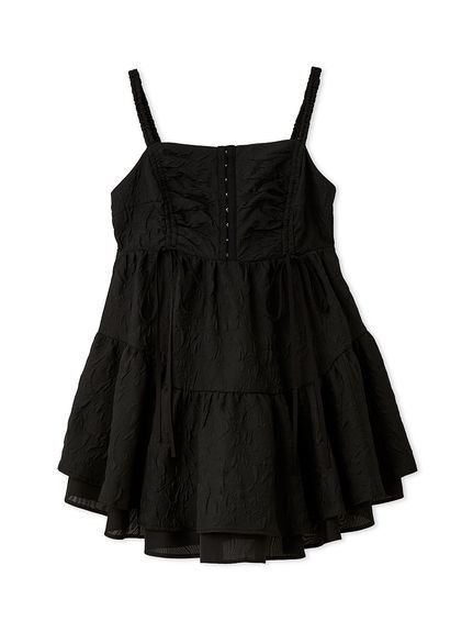 【スナイデル/SNIDEL】の【Chacott】コラボジャガードミニワンピース インテリア・キッズ・メンズ・レディースファッション・服の通販 founy(ファウニー) 　ファッション　Fashion　レディースファッション　Fashion for Women　ワンピース　Dresses　イエロー　Yellow　ウェーブ　Wavy Pattern　エレガント 上品　Elegant　オーガンジー　Organza Fabric　カットソー　Cut and Sewn Top　ギャザー　Gathered, Ruffled　クラシカル　Classical, Vintage-Inspired　コルセット　Corset, Bustier　シアー　Sheer, See-Through　ショート　Short, Short Length　スマート　Smart, Elegant　デニム　Denim, Jeans Material　ドッキング　Docking, Mixed Material　バレエ　Ballet, Ballet Style　フィット　Fit, Slim Fit　フレア　Flare, Flared　リボン　Ribbon, Bow　ロング　Long, Long-Length　おすすめ　Recommended / Our Picks　BLK[009]|ID: prp329100004981752 ipo3291000000037323962
