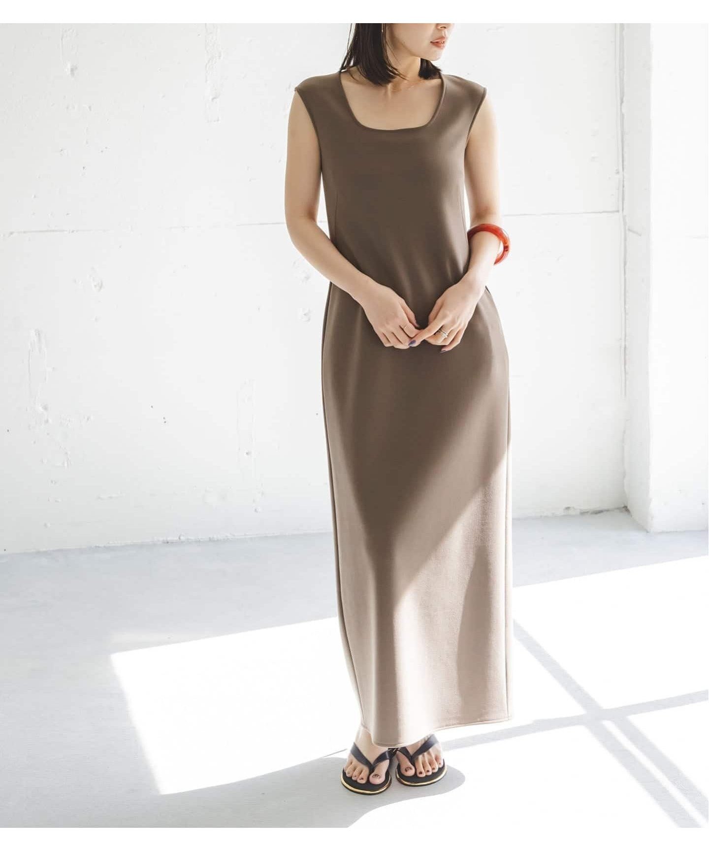 【ノーブル / スピック&スパン/NOBLE / Spick & Span】の《追加》【洗える】コンフォートジャージー2WAYワンピース インテリア・キッズ・メンズ・レディースファッション・服の通販 founy(ファウニー) 　ファッション　Fashion　レディースファッション　Fashion for Women　ワンピース　Dresses　インナー　Innerwear　エレガント 上品　Elegant　シンプル　Simple, Minimal　ジャケット　Jacket, Outerwear　スリーブ　Sleeve, Long Sleeve / Short Sleeve　バランス　Balance, Style Balance　フレンチ　French, French Style　洗える　Machine Washable　ブラウン D|ID: prp329100004981753 ipo3291000000037323966