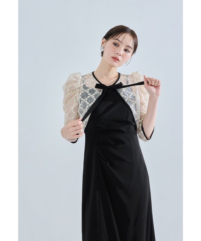 【ビーフラット/bflat】のレースボレロドレープドレス 2点セット キャミワンピース 結婚式 成人式 二次会 インテリア・キッズ・メンズ・レディースファッション・服の通販 founy(ファウニー) https://founy.com/ ファッション Fashion レディースファッション Fashion for Women アウター Coat / Outerwear Collection ボレロ・ショート丈ジャケット / ドレス羽織りに Boleros & Short Jackets ワンピース Dresses フォーマル・パーティードレス・結婚式用ドレス Elegant & Casual Dresses キャミソールワンピース Camisole Dresses おすすめ Recommended / Our Picks キャミワンピース Cami Dress, Slip Dress ショルダー Shoulder, Shoulder Strap ショート Short, Short Length ドレープ Drape, Draping Fabric フロント Front, Front Design ボレロ Bolero, Short Cardigan リボン Ribbon, Bow 二次会 After Party 披露宴 Wedding Reception 結婚式 Wedding |ID: prp329100004981756 ipo3291000000037323974