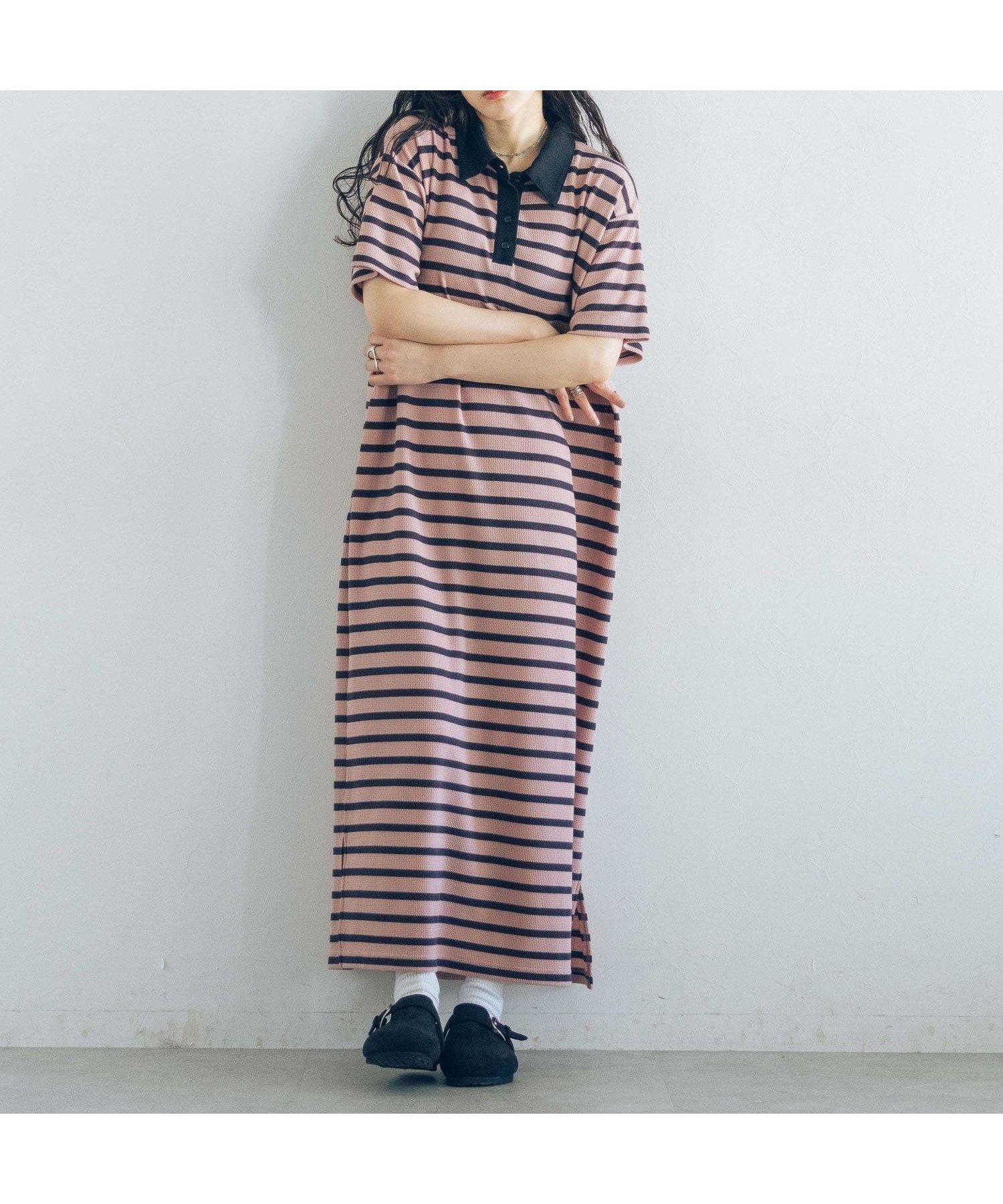 【レイジブルー/RAGEBLUE】のワッフルボーダーワンピース インテリア・キッズ・メンズ・レディースファッション・服の通販 founy(ファウニー) 　ファッション　Fashion　レディースファッション　Fashion for Women　ワンピース　Dresses　おすすめ　Recommended / Our Picks　キャップ　Cap, Baseball Cap　シンプル　Simple, Minimal　スニーカー　Sneakers, Trainers　スリット　Slit, Slit Detail　デニム　Denim, Jeans Material　ベーシック　Basic, Essential　ボーダー　Border, Stripe　ポロシャツ　Polo Shirt, Collared Tee　ポーチ　Pouch, Small Case　ワッフル　Waffle, Waffle Knit　ピンク24|ID: prp329100004981784 ipo3291000000037324076