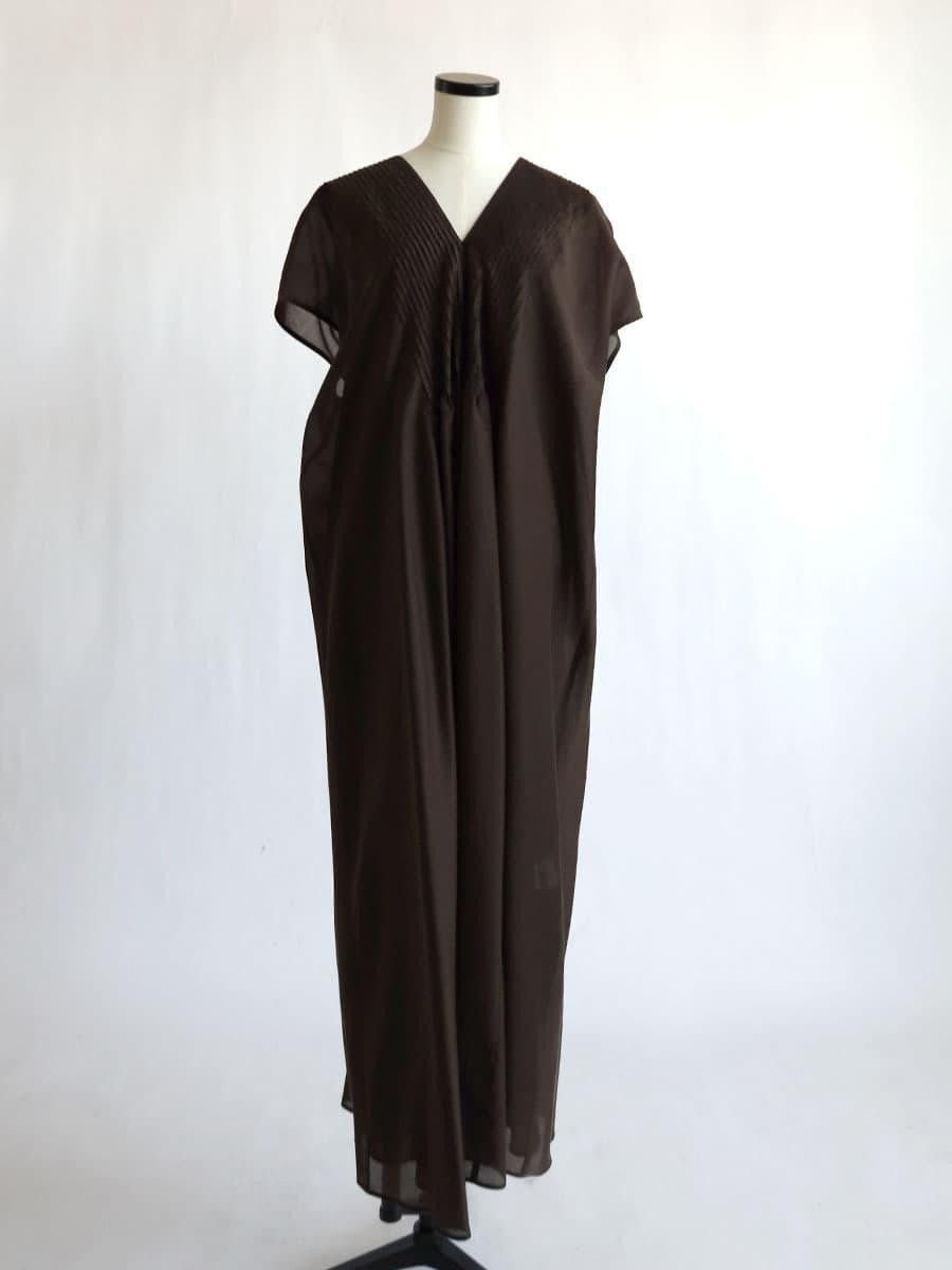 【ラシュッド/LASUD】のシアーシルキーローンワンピース インテリア・キッズ・メンズ・レディースファッション・服の通販 founy(ファウニー) 　ファッション　Fashion　レディースファッション　Fashion for Women　ワンピース　Dresses　インナー　Innerwear　エアリー　Airy Texture　ギャザー　Gathered, Ruffled　シアー　Sheer, See-Through　スリーブ　Sleeve, Long Sleeve / Short Sleeve　フレア　Flare, Flared　フレンチ　French, French Style　リラックス　Relax, Relaxed Fit　夏　Summer　エレガント 上品　Elegant　ダークブラウン|ID: prp329100004981791 ipo3291000000037324098