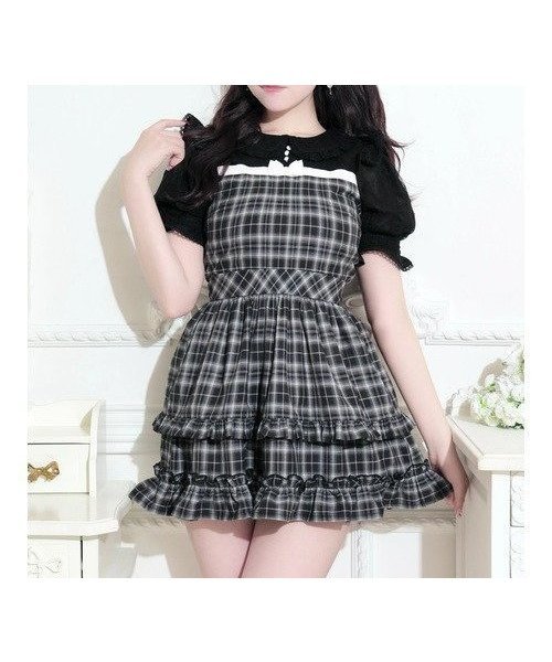 【ノエミ/NOEMIE】のレースドッキングティアードリボンワンピース インテリア・キッズ・メンズ・レディースファッション・服の通販 founy(ファウニー) 　ファッション　Fashion　レディースファッション　Fashion for Women　ワンピース　Dresses　チェック　Check, Plaid, Tartan　ドッキング　Docking, Mixed Material　フリル　Frill, Ruffle　リボン　Ribbon, Bow　黒|ID: prp329100004981809 ipo3291000000037324156