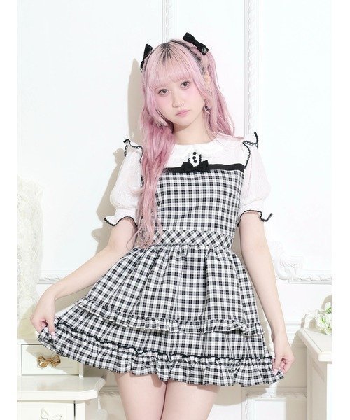 【ノエミ/NOEMIE】のレースドッキングティアードリボンワンピース インテリア・キッズ・メンズ・レディースファッション・服の通販 founy(ファウニー) 　ファッション　Fashion　レディースファッション　Fashion for Women　ワンピース　Dresses　チェック　Check, Plaid, Tartan　ドッキング　Docking, Mixed Material　フリル　Frill, Ruffle　リボン　Ribbon, Bow　オフホワイト|ID: prp329100004981809 ipo3291000000037324157