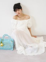 【リリーブラウン/Lily Brown】のエアリーワッシャーボリュームワンピース 大人の最旬トレンドファッション＆コーディネート founy(ファウニー) ファッション Fashion レディースファッション Fashion for Women ワンピース Dresses ギャザー Gathered, Ruffled スカラップ Scallop, Scalloped Edge スマート Smart, Elegant バランス Balance, Style Balance フィット Fit, Slim Fit フェミニン Feminine, Girly フリル Frill, Ruffle ロング Long, Long-Length 夏 Summer 旅行 Travel |ID:prp329100004981818