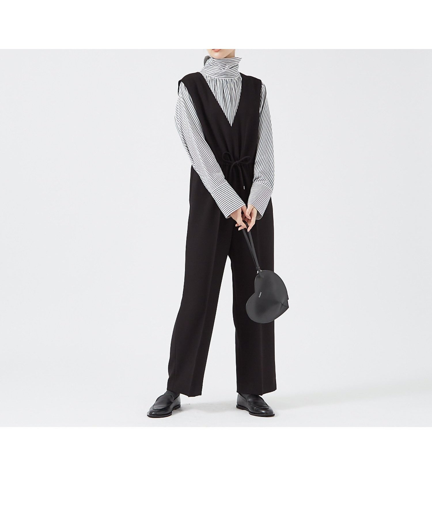 【カリテ/qualite】のダブルクロスドロストオールインワン インテリア・キッズ・メンズ・レディースファッション・服の通販 founy(ファウニー) 　ファッション　Fashion　レディースファッション　Fashion for Women　ワンピース　Dresses　オールインワン・ワンピース　Dresses and Jumpsuits　タートルネック　Turtleneck, High Neck　ブラック|ID: prp329100004981834 ipo3291000000037324246
