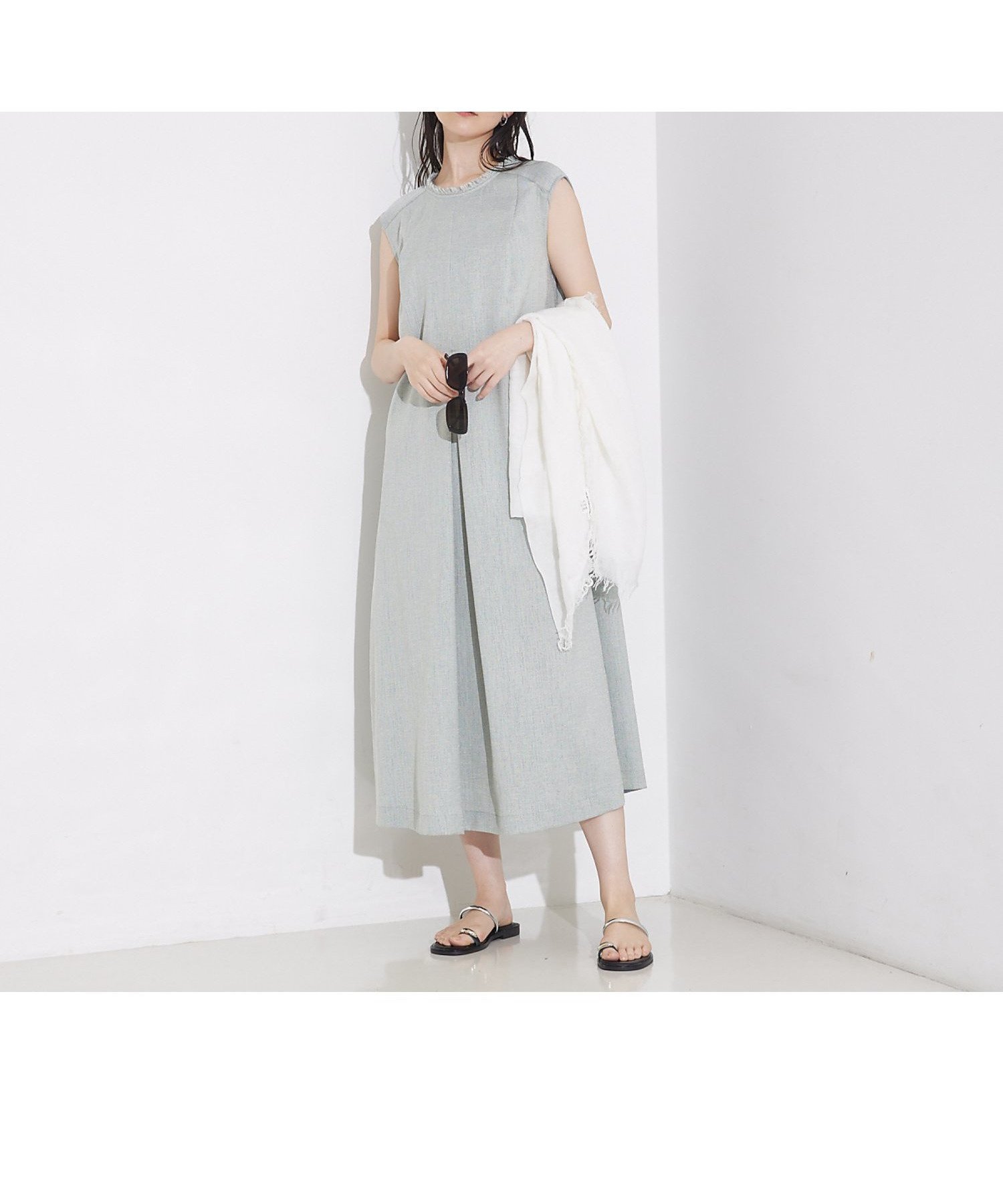 【カリテ/qualite】のリネンライクフロントタックワンピース インテリア・キッズ・メンズ・レディースファッション・服の通販 founy(ファウニー) 　ファッション　Fashion　レディースファッション　Fashion for Women　ワンピース　Dresses　スニーカー　Sneakers, Trainers　フリンジ　Fringe, Tassel　エレガント 上品　Elegant　人気　Popular, Best Seller　定番　Standard, Basic Item　グリーン|ID: prp329100004981855 ipo3291000000037324315