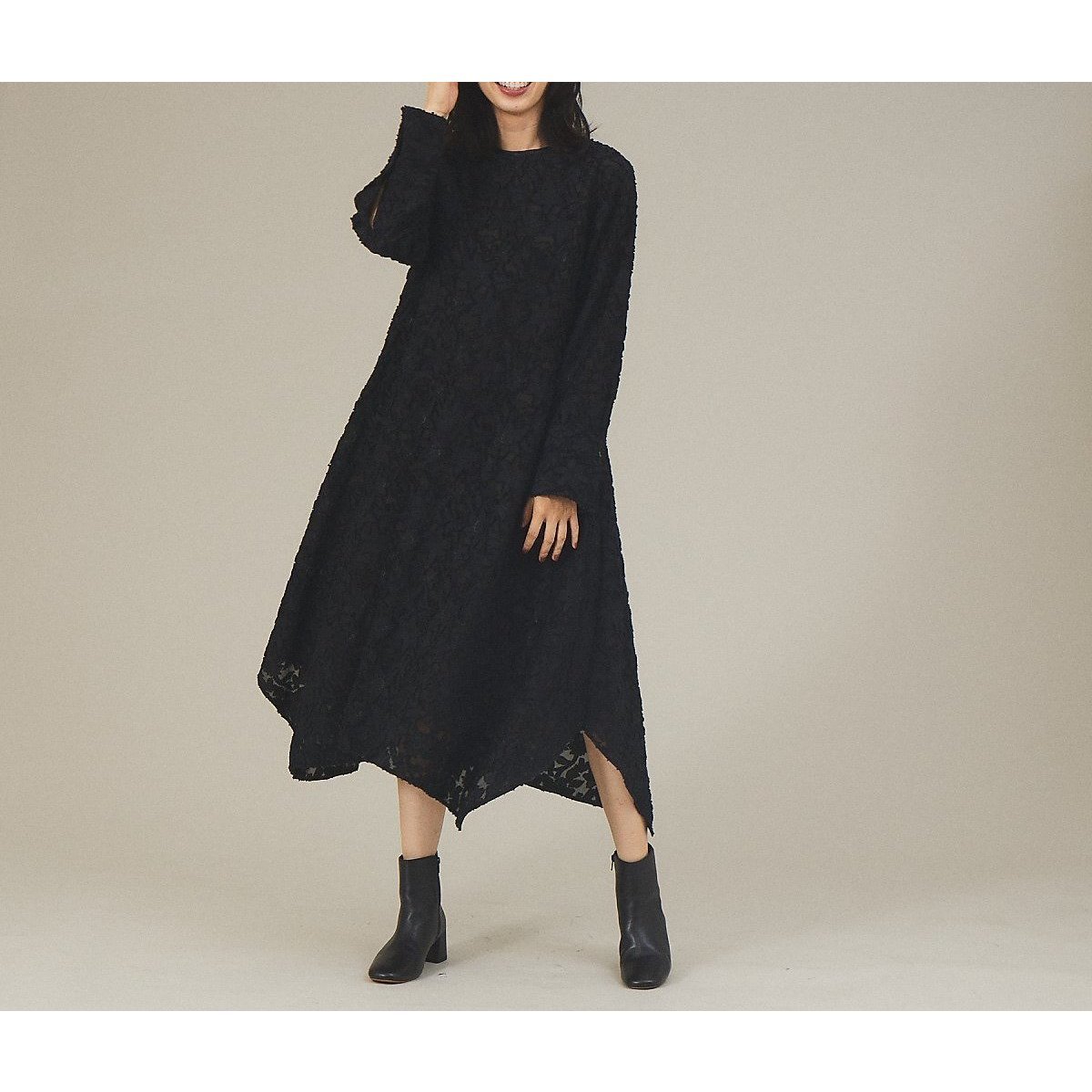 【カリテ/qualite】のカットジャガードワンピース インテリア・キッズ・メンズ・レディースファッション・服の通販 founy(ファウニー) 　ファッション　Fashion　レディースファッション　Fashion for Women　ワンピース　Dresses　エレガント 上品　Elegant　カットジャガード　Cut Jacquard　ジュエリー　Jewelry, Accessories　ブラック|ID: prp329100004981871 ipo3291000000037324361