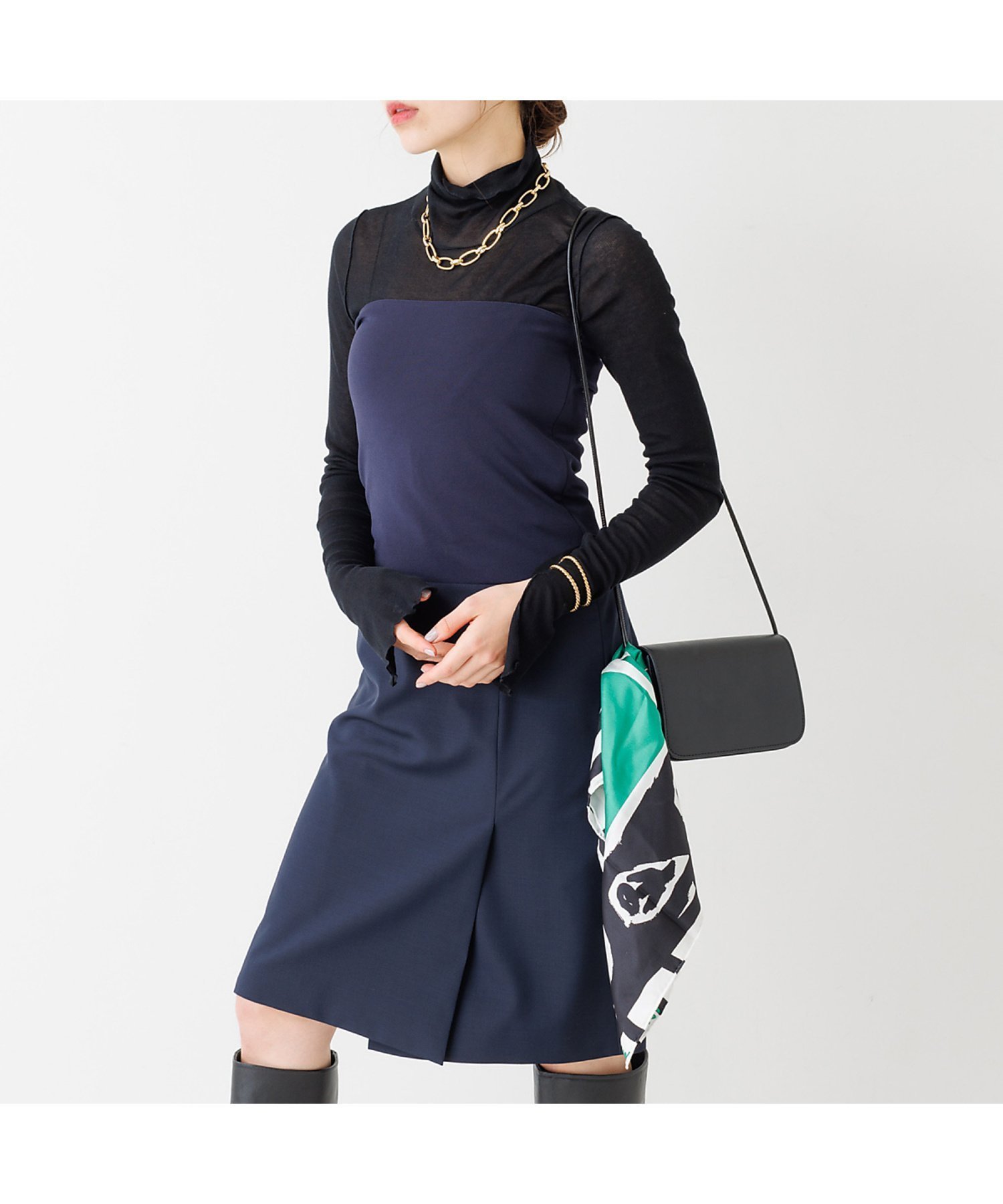 【ルージュヴィフラクレ/Rouge vif la cle】の【セットアップ対応】 ビスチェミニワンピース インテリア・キッズ・メンズ・レディースファッション・服の通販 founy(ファウニー) 　ファッション　Fashion　レディースファッション　Fashion for Women　ワンピース　Dresses　ジャケット　Jacket, Outerwear　セットアップ　Set-Up, Coordinated Outfit　チューブ　Tube, Tube Top　バランス　Balance, Style Balance　ビスチェ　Bustier, Corset Top　ラップ　Wrap, Wrap Design　ネイビー|ID: prp329100004981892 ipo3291000000037324435