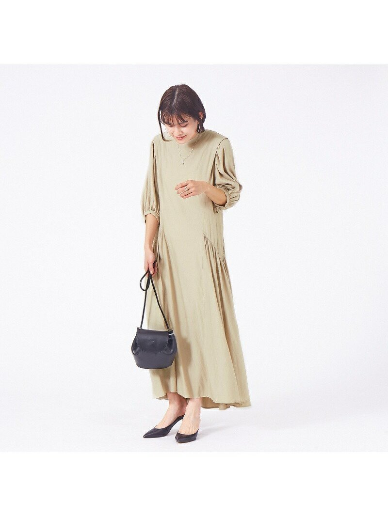 【ルージュヴィフラクレ/Rouge vif la cle】のタックスリーブワンピース インテリア・キッズ・メンズ・レディースファッション・服の通販 founy(ファウニー) 　ファッション　Fashion　レディースファッション　Fashion for Women　ワンピース　Dresses　おすすめ　Recommended / Our Picks　アシンメトリー　Asymmetrical Style　エレガント 上品　Elegant　ギャザー　Gathered, Ruffled　スリーブ　Sleeve, Long Sleeve / Short Sleeve　夏　Summer　春　Spring　ベージュ|ID: prp329100004981929 ipo3291000000037324574