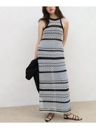 【ラシュッド/LASUD】のStriped mesh knit onepiece シルバー|ID: prp329100004981955 ipo3291000000037324679