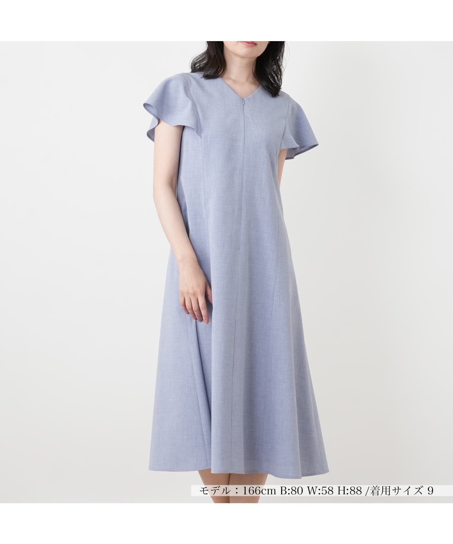 【レリアン/LEILIAN】のVネックフレアワンピース インテリア・キッズ・メンズ・レディースファッション・服の通販 founy(ファウニー) 　ファッション　Fashion　レディースファッション　Fashion for Women　ワンピース　Dresses　ウォッシャブル　Machine Washable　エレガント 上品　Elegant　スリーブ　Sleeve, Long Sleeve / Short Sleeve　フロント　Front, Front Design　ポケット　Pocket, Pocket Detail　夏　Summer　コバルトブルー|ID: prp329100004981969 ipo3291000000037324718