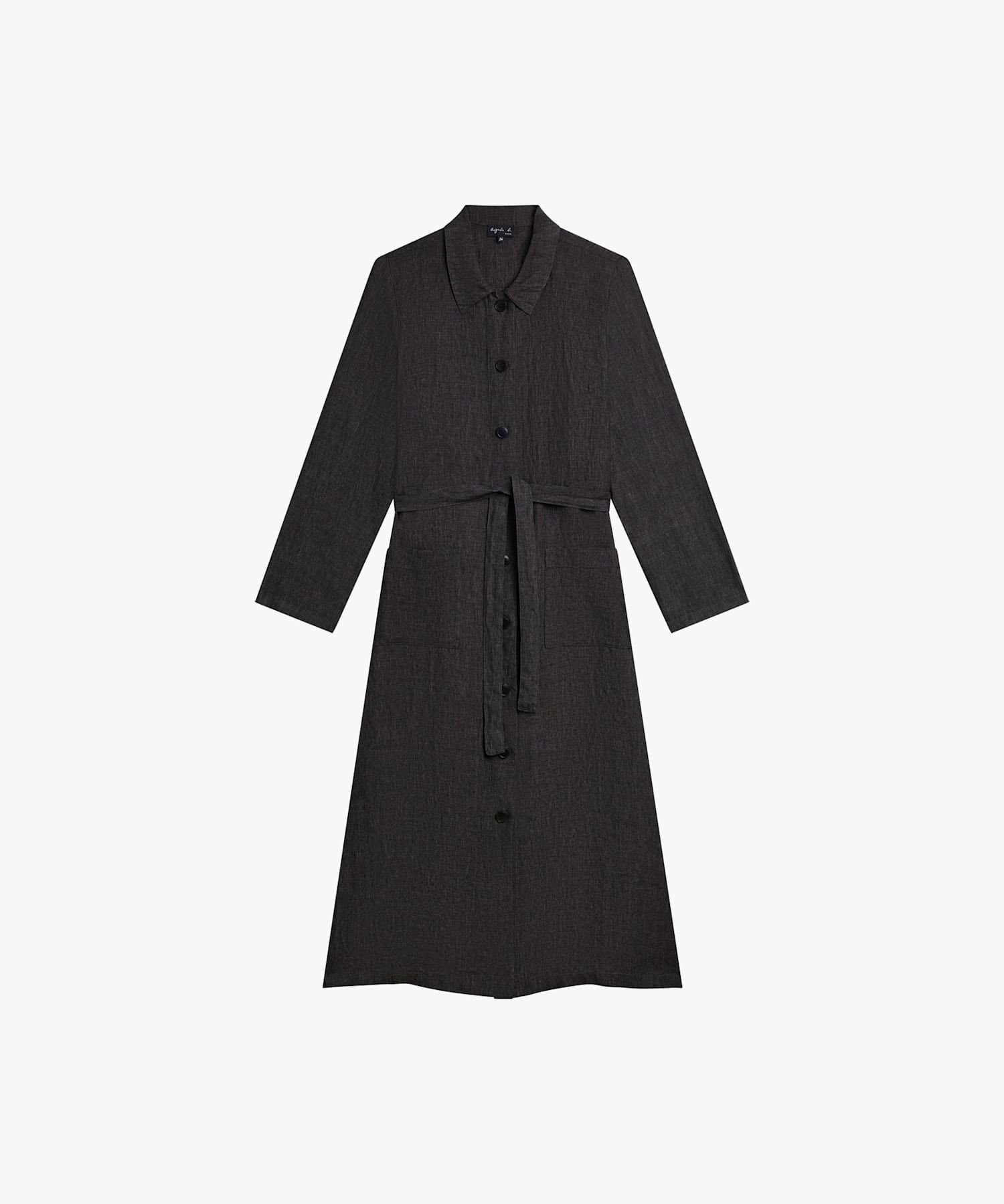 【アニエスベー ファム/agnes b. FEMME】のリネン 長袖 シャツワンピース Bb インテリア・キッズ・メンズ・レディースファッション・服の通販 founy(ファウニー) 　ファッション　Fashion　レディースファッション　Fashion for Women　ワンピース　Dresses　シャツワンピース / 1枚で着映えコーデ　Shirt Dresses　エレガント 上品　Elegant　パッチ　Patch, Appliqué　ポケット　Pocket, Pocket Detail　リネン　Linen, Linen Fabric　羽織　Haori, Light Jacket　長袖　Long Sleeve, Full Sleeve　グレー|ID: prp329100004981975 ipo3291000000037324737