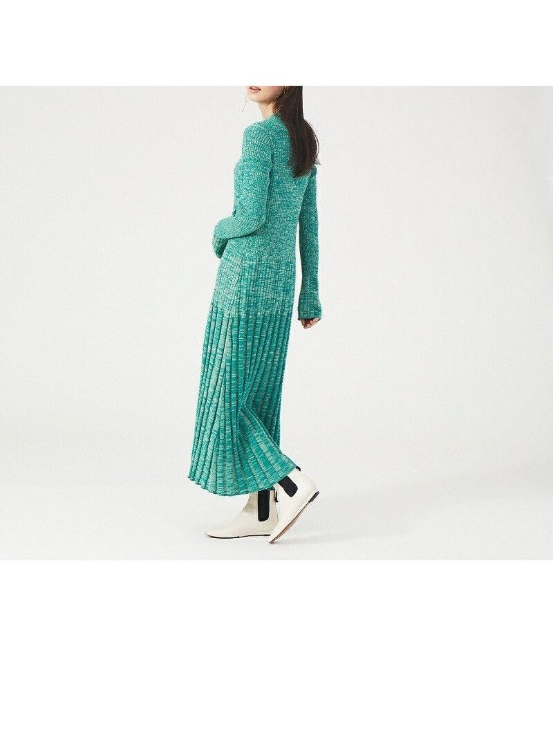 【カリテ/qualite】のリブニットワンピース インテリア・キッズ・メンズ・レディースファッション・服の通販 founy(ファウニー) 　ファッション　Fashion　レディースファッション　Fashion for Women　ワンピース　Dresses　ニットワンピース　Knit Dresses　シンプル　Simple, Minimal　ジャケット　Jacket, Outerwear　フィット　Fit, Slim Fit　ランダム　Random, Irregular　リラックス　Relax, Relaxed Fit　グリーン|ID: prp329100004981997 ipo3291000000037324802