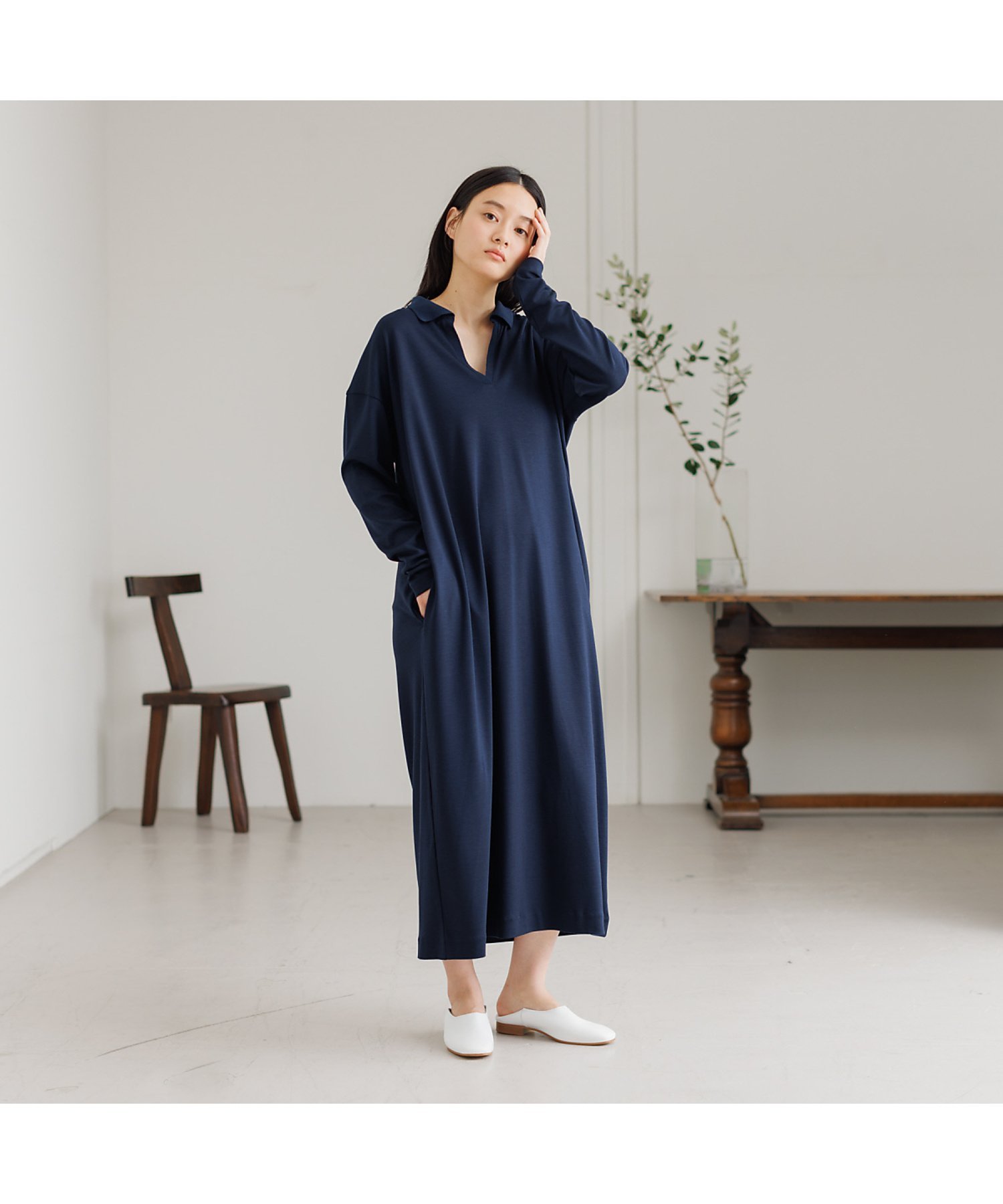 【コレックス/collex】のポロ衿コンビワンピース インテリア・キッズ・メンズ・レディースファッション・服の通販 founy(ファウニー) 　ファッション　Fashion　レディースファッション　Fashion for Women　ワンピース　Dresses　おすすめ　Recommended / Our Picks　エレガント 上品　Elegant　カットソー　Cut and Sewn Top　カーディガン　Cardigan, Knitwear　コンビ　Combo, Combination Style　ジャケット　Jacket, Outerwear　スキッパー　Skipper, Open Collar　スリット　Slit, Slit Detail　デニム　Denim, Jeans Material　ドレープ　Drape, Draping Fabric　ポケット　Pocket, Pocket Detail　ダークネイビー|ID: prp329100004981999 ipo3291000000037324809
