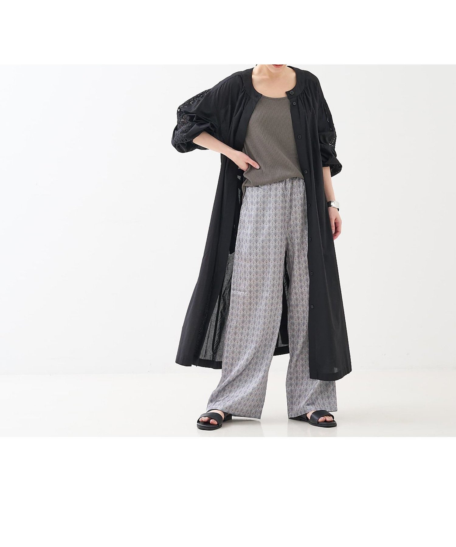 【コレックス/collex】のアイレット刺繍ガウンワンピース インテリア・キッズ・メンズ・レディースファッション・服の通販 founy(ファウニー) 　ファッション　Fashion　レディースファッション　Fashion for Women　ワンピース　Dresses　アイレット　Eyelet Lace　インド　Indian Textile　ガウン　Gown, Robe　シンプル　Simple, Minimal　リラックス　Relax, Relaxed Fit　夏　Summer　ブラック|ID: prp329100004982029 ipo3291000000037324932