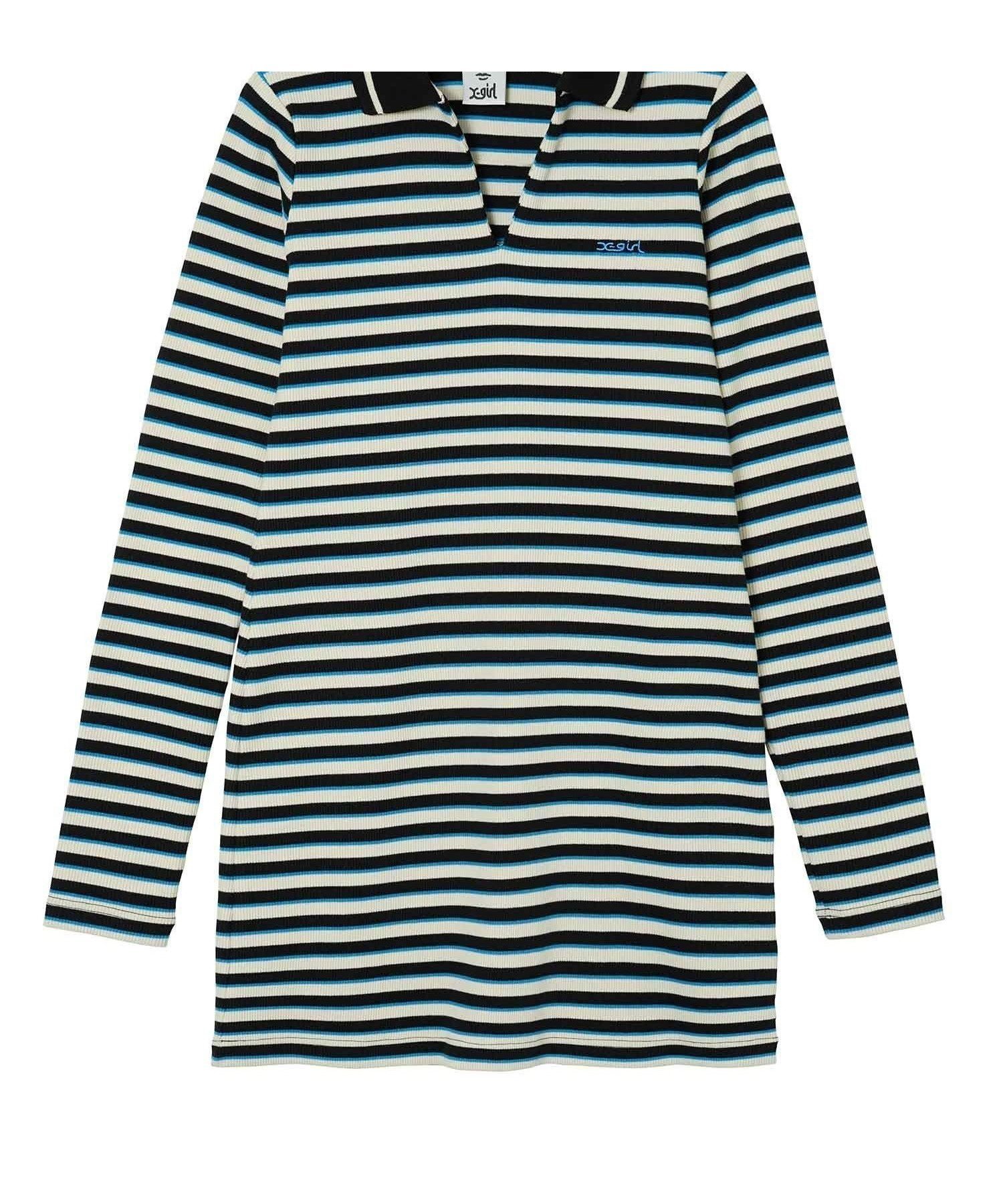 【エックスガール/X-girl】のMULTI STRIPE COMPACT DRESS インテリア・キッズ・メンズ・レディースファッション・服の通販 founy(ファウニー) 　ファッション　Fashion　レディースファッション　Fashion for Women　ワンピース　Dresses　フォーマル・パーティードレス・結婚式用ドレス　Elegant & Casual Dresses　スキッパー　Skipper, Open Collar　ベーシック　Basic, Essential　ボーダー　Border, Stripe　ワンポイント　One Point, Statement Accent　無地　Plain, Solid Color　BLACK|ID: prp329100004982041 ipo3291000000037324971