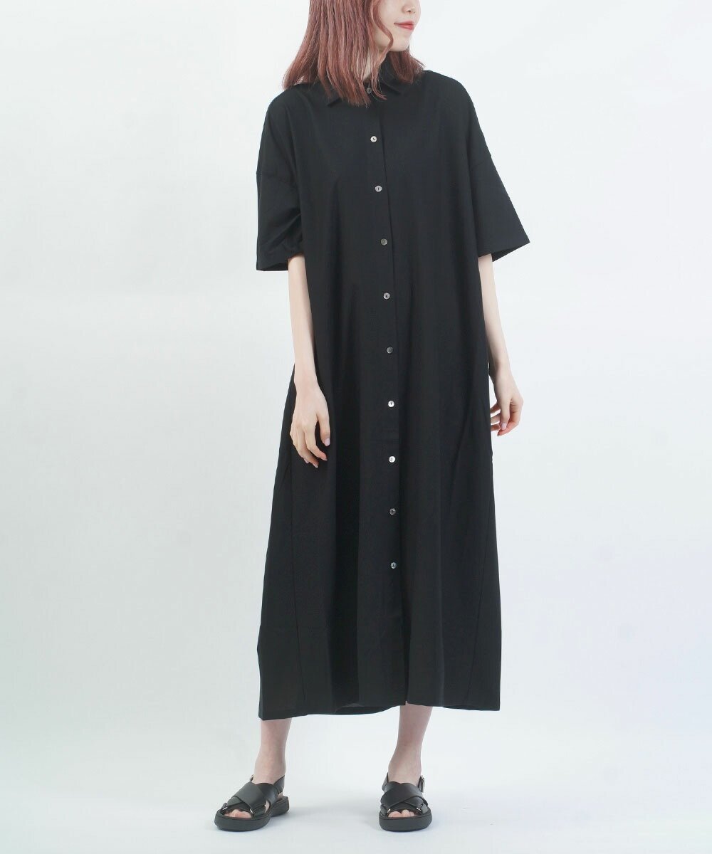 【ブルーコムブルー/BLEU COMME BLEU】のププラ コットンレーヨンツイル 半袖 シャツワンピース インテリア・キッズ・メンズ・レディースファッション・服の通販 founy(ファウニー) 　ファッション　Fashion　レディースファッション　Fashion for Women　ワンピース　Dresses　シャツワンピース / 1枚で着映えコーデ　Shirt Dresses　なめらか　Smooth, Silky Texture　ショルダー　Shoulder, Shoulder Strap　シンプル　Simple, Minimal　ストレッチ　Stretch, Stretchy Fabric　ツイル　Twist, Twisted Detail　ドロップ　Drop Shoulder, Dropped Style　フロント　Front, Front Design　リラックス　Relax, Relaxed Fit　半袖　Short Sleeve, Half Sleeve　夏　Summer　05|ID: prp329100004982052 ipo3291000000037325005