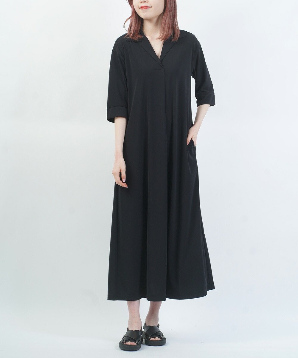 【ブルーコムブルー/BLEU COMME BLEU】のププラ ヤギポリスムース シャツ襟 5分袖 ワンピース 大人の最旬トレンドファッション＆コーディネート founy(ファウニー) 　ファッション　Fashion　レディースファッション　Fashion for Women　ワンピース　Dresses　ショルダー　Shoulder, Shoulder Strap　とろみ　Fluid, Flowy Fabric　ドレープ　Drape, Draping Fabric　ドロップ　Drop Shoulder, Dropped Style　なめらか　Smooth, Silky Texture　バランス　Balance, Style Balance　リラックス　Relax, Relaxed Fit　旅行　Travel　エレガント 上品　Elegant　 other-1|ID: prp329100004982053 ipo3291000000037325007