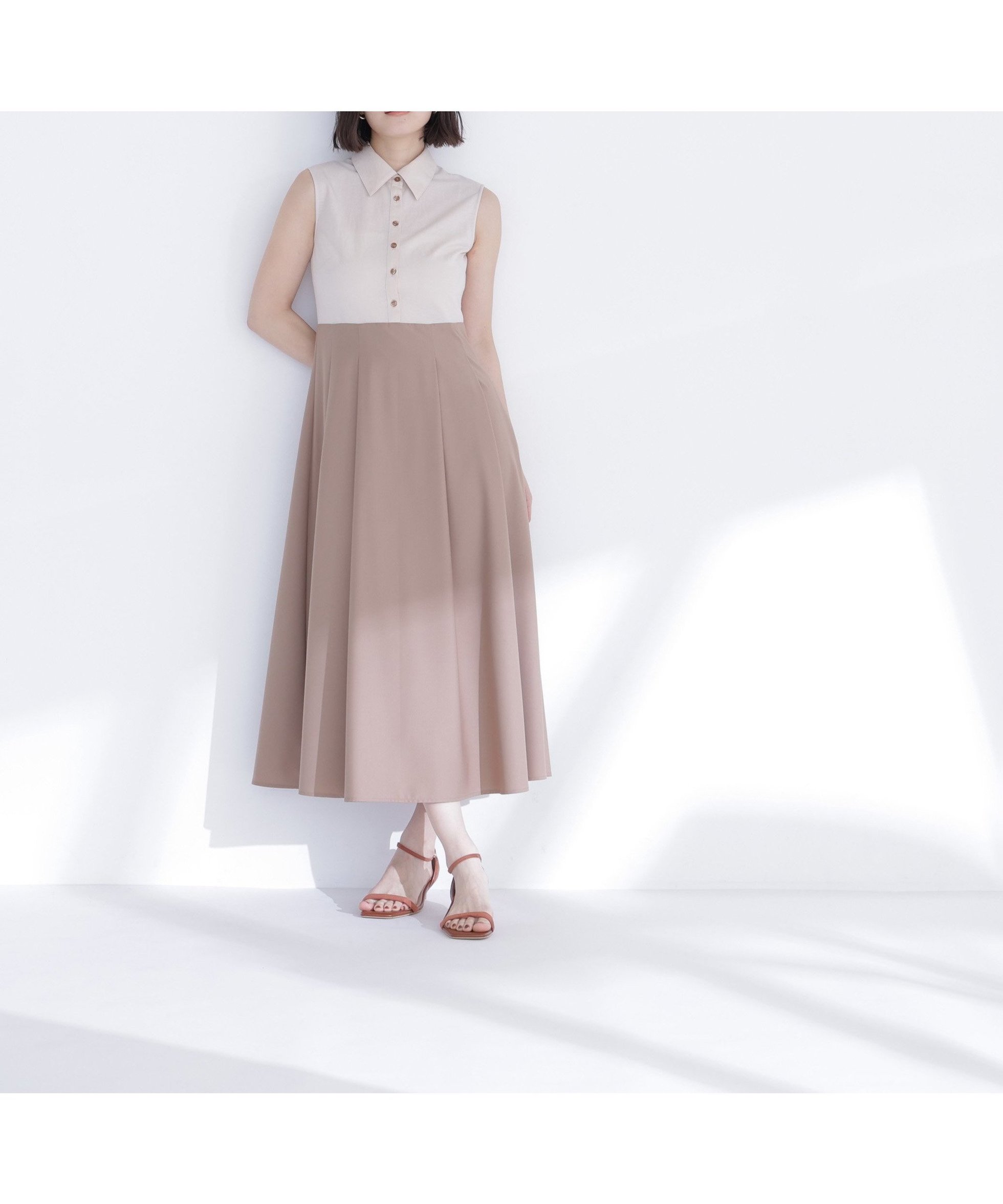 【ナチュラル ビューティー ベーシック/NATURAL BEAUTY BASIC】のポロカラードッキングワンピース インテリア・キッズ・メンズ・レディースファッション・服の通販 founy(ファウニー) 　ファッション　Fashion　レディースファッション　Fashion for Women　ワンピース　Dresses　カットソー　Cut and Sewn Top　エレガント 上品　Elegant　ベージュ系2|ID: prp329100004982079 ipo3291000000037325096