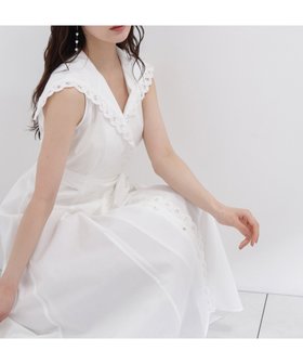 【プロポーション ボディドレッシング/PROPORTION BODY DRESSING】のセーラーカラーレーストリムワンピース 大人の最旬トレンドファッション＆コーディネート founy(ファウニー) ファッション Fashion レディースファッション Fashion for Women ワンピース Dresses イエロー Yellow シャーリング Shirring, Ruched トレンド Trend, Trending Now フィット Fit, Slim Fit フェミニン Feminine, Girly フレア Flare, Flared リボン Ribbon, Bow レース Lace, Lace Fabric |ID:prp329100004982081