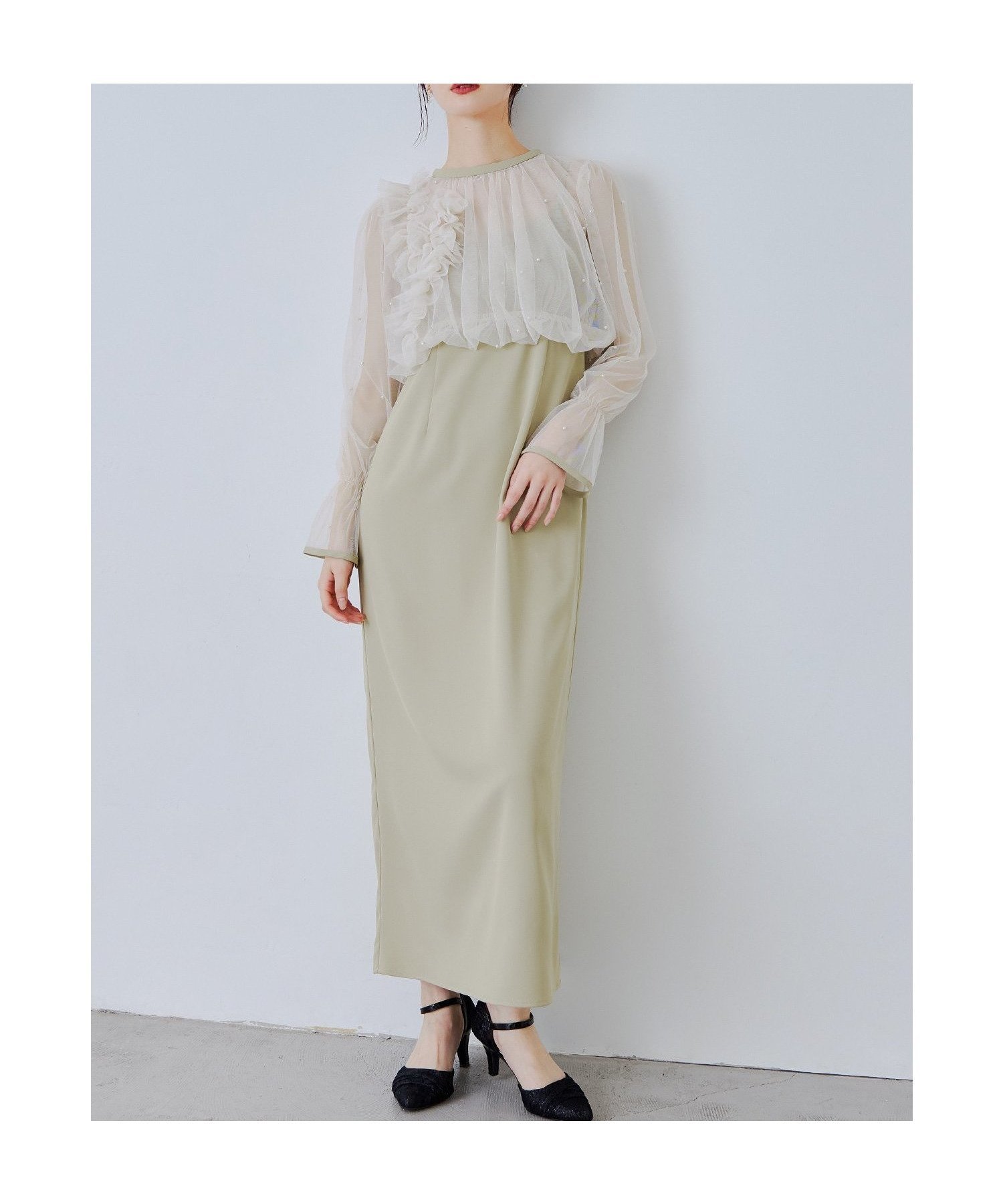 【ビーフラット/bflat】のパールブラウスセットドレス 2点セット キャミワンピース 結婚式 成人式 二次会 インテリア・キッズ・メンズ・レディースファッション・服の通販 founy(ファウニー) 　ファッション　Fashion　レディースファッション　Fashion for Women　ワンピース　Dresses　フォーマル・パーティードレス・結婚式用ドレス　Elegant & Casual Dresses　キャミソールワンピース　Camisole Dresses　イレギュラー　Irregular Design　カフス　Cuff Design　キャミワンピース　Cami Dress, Slip Dress　スリーブ　Sleeve, Long Sleeve / Short Sleeve　ドット　Polka Dot, Dot Pattern　バルーン　Balloon, Balloon Silhouette　パール　Pearl, Pearl Accent　フリル　Frill, Ruffle　ボレロ　Bolero, Short Cardigan　おすすめ　Recommended / Our Picks　結婚式　Wedding　披露宴　Wedding Reception　二次会　After Party　イエロー|ID: prp329100004982087 ipo3291000000037325127