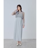 【ビーフラット/bflat】のパールブラウスセットドレス 2点セット キャミワンピース 結婚式 成人式 二次会 ブルーグレー|ID: prp329100004982087 ipo3291000000037325128