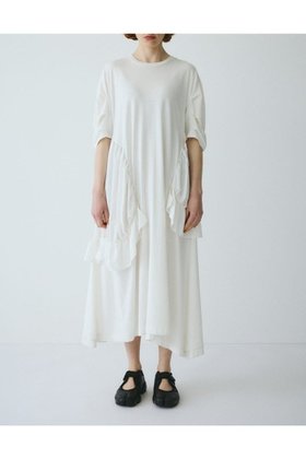 【ヘリンドットサイ/HeRIN.CYE】のRound gather dress 大人の最旬トレンドファッション＆コーディネート founy(ファウニー) ファッション Fashion レディースファッション Fashion for Women ワンピース Dresses フォーマル・パーティードレス・結婚式用ドレス Elegant & Casual Dresses ドッキング Docking, Mixed Material ドレス Dress, One-Piece 台形 A-Line, Trapezoid Shape |ID:prp329100004982105
