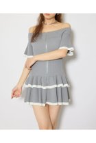 【リエンダ/rienda】のオフショルフロントジップニットミニワンピース GRY|ID: prp329100004982108 ipo3291000000037325220