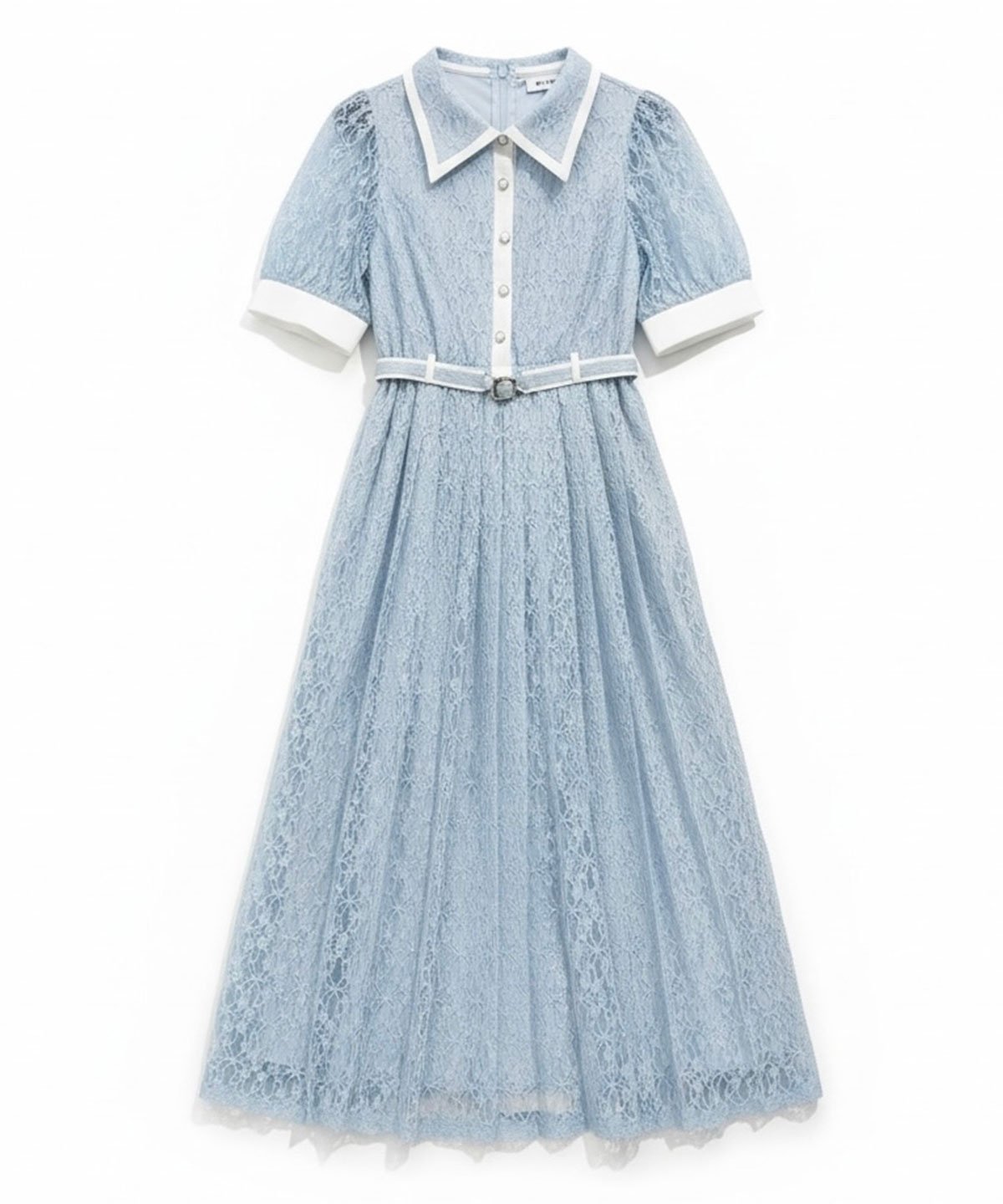 【レディアゼル/REDYAZEL】のレースバイカラープリーツロングワンピース インテリア・キッズ・メンズ・レディースファッション・服の通販 founy(ファウニー) 　ファッション　Fashion　レディースファッション　Fashion for Women　ワンピース　Dresses　おすすめ　Recommended / Our Picks　サンダル　Sandals, Summer Shoes　レース　Lace, Lace Fabric　ロング　Long, Long-Length　サックス|ID: prp329100004982111 ipo3291000000037325231