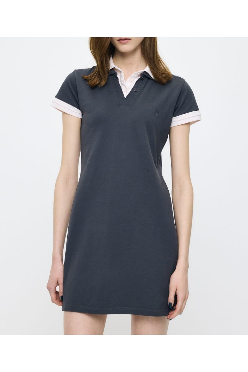 【マウジー/moussy】のCONTRAST POLO ドレス インテリア・キッズ・メンズ・レディースファッション・服の通販 founy(ファウニー) 　ファッション　Fashion　レディースファッション　Fashion for Women　ワンピース　Dresses　フォーマル・パーティードレス・結婚式用ドレス　Elegant & Casual Dresses　おすすめ　Recommended / Our Picks　クラシック　Classic, Timeless Style　サンダル　Sandals, Summer Shoes　ダウン　Down, Puffer　ドレス　Dress, One-Piece　バランス　Balance, Style Balance　ロング　Long, Long-Length　人気　Popular, Best Seller　再入荷　Restock / Back in Stock　半袖　Short Sleeve, Half Sleeve　GRY|ID: prp329100004982112 ipo3291000000037325241