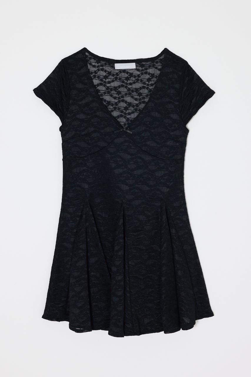 【マウジー/moussy】のLACE SKATER ドレス インテリア・キッズ・メンズ・レディースファッション・服の通販 founy(ファウニー) 　ファッション　Fashion　レディースファッション　Fashion for Women　ワンピース　Dresses　フォーマル・パーティードレス・結婚式用ドレス　Elegant & Casual Dresses　おすすめ　Recommended / Our Picks　ウエスタン　Western Style　サテン　Satin, Glossy Fabric　ダウン　Down, Puffer　デニム　Denim, Jeans Material　ドレス　Dress, One-Piece　バランス　Balance, Style Balance　フレア　Flare, Flared　リボン　Ribbon, Bow　レーシー　Lacy, Lace-Like　ワンポイント　One Point, Statement Accent　人気　Popular, Best Seller　再入荷　Restock / Back in Stock　春　Spring　BLK|ID: prp329100004982113 ipo3291000000037325244