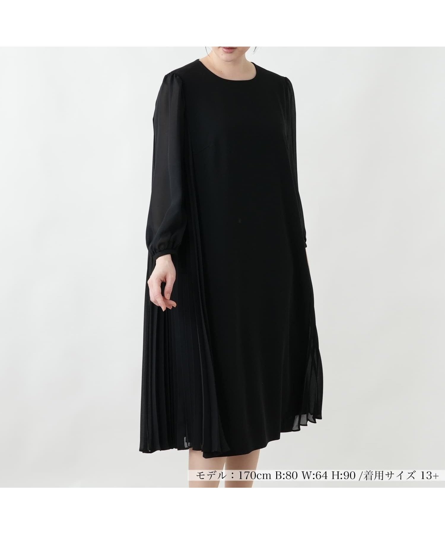 【レリアンプラスハウス/Leilian PLUS HOUSE】の【店舗人気】サイドプリーツワンピース【Leilian WHITE LABEL】 インテリア・キッズ・メンズ・レディースファッション・服の通販 founy(ファウニー) 　ファッション　Fashion　レディースファッション　Fashion for Women　ワンピース　Dresses　なめらか　Smooth, Silky Texture　ウォッシャブル　Machine Washable　ギャザー　Gathered, Ruffled　トレンド　Trend, Trending Now　プリーツ　Pleats, Pleated　ベーシック　Basic, Essential　ポケット　Pocket, Pocket Detail　エレガント 上品　Elegant　人気　Popular, Best Seller　夏　Summer　ブラック|ID: prp329100004982147 ipo3291000000037325355