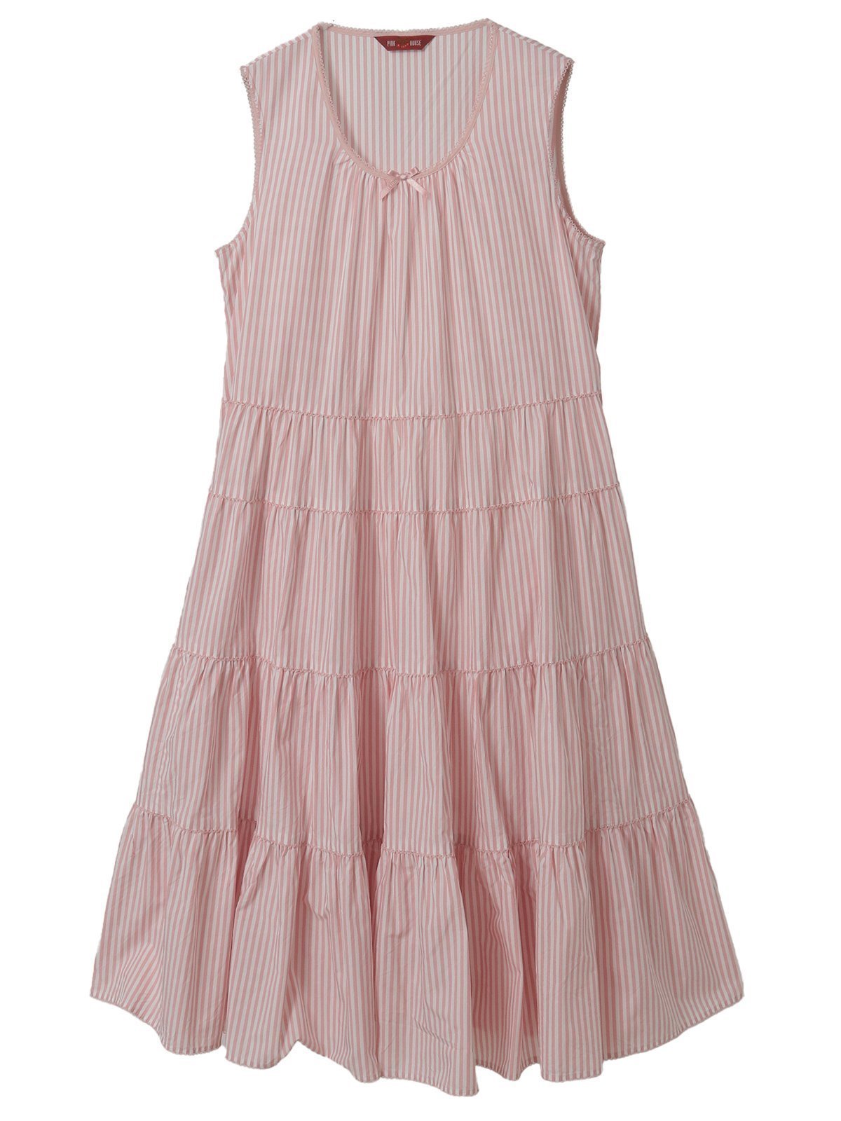 【ピンクハウス/PINK HOUSE】のストライプノースリーブチュニックブラウス インテリア・キッズ・メンズ・レディースファッション・服の通販 founy(ファウニー) 　ファッション　Fashion　レディースファッション　Fashion for Women　トップス・カットソー　Cut & Sew Tops　キャミソール&ノースリーブ　Camisoles & Sleeveless Tops　シャツ・ブラウス・オフィスカジュアル　Elegant Blouses & Button-Ups　コンパクト　Compact, Small Size　シンプル　Simple, Minimal　ストライプ　Stripe, Striped Pattern　チュニック　Tunic, Long Top　ノースリーブ　Sleeveless, No-Sleeve　ブロード　Broadcloth, Fine Cotton　プリント　Print, Printed Pattern　エレガント 上品　Elegant　ピンク|ID: prp329100004982157 ipo3291000000037325398