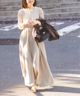 【ノーブル / スピック&スパン/NOBLE / Spick & Span】の《追加・新色》【洗える】フロントジップドッキングワンピース 大人の最旬トレンドファッション＆コーディネート founy(ファウニー) ファッション Fashion レディースファッション Fashion for Women ワンピース Dresses アクセサリー Fashion Accessories エレガント 上品 Elegant ギャザー Gathered, Ruffled ジャケット Jacket, Outerwear ドッキング Docking, Mixed Material フリンジ Fringe, Tassel フレア Flare, Flared フロント Front, Front Design 洗える Machine Washable 羽織 Haori, Light Jacket |ID:prp329100004982161