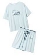 【スナイデル ホーム/SNIDEL HOME】の【接触冷感】ロゴTシャツセットアップ 大人の最旬トレンドファッション＆コーディネート founy(ファウニー) ファッション Fashion レディースファッション Fashion for Women トップス・カットソー Cut & Sew Tops シャツ・ブラウス・オフィスカジュアル Elegant Blouses & Button-Ups ロングTシャツ・Tシャツ Longline T-Shirts & Tees イエロー Yellow 春 Spring ショート Short, Short Length スマート Smart, Elegant セットアップ Set-Up, Coordinated Outfit とろみ Fluid, Flowy Fabric フリル Frill, Ruffle フロント Front, Front Design プリント Print, Printed Pattern おすすめ Recommended / Our Picks 夏 Summer ギフト プレゼント Gift / Present thumbnail SAX[083]|ID: prp329100004982166 ipo3291000000037325438