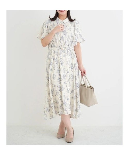 【ジェイ アンド シュプール/Re J&SUPURE】の花柄フレアスリーブシャツワンピース インテリア・キッズ・メンズ・レディースファッション・服の通販 founy(ファウニー) 　ファッション　Fashion　レディースファッション　Fashion for Women　ワンピース　Dresses　シャツワンピース / 1枚で着映えコーデ　Shirt Dresses　エレガント 上品　Elegant　カーディガン　Cardigan, Knitwear　ジャケット　Jacket, Outerwear　スリーブ　Sleeve, Long Sleeve / Short Sleeve　フェミニン　Feminine, Girly　フレア　Flare, Flared　プリント　Print, Printed Pattern　ループ　Loop, Loop Knit　オフホワイト|ID: prp329100004982173 ipo3291000000037325463