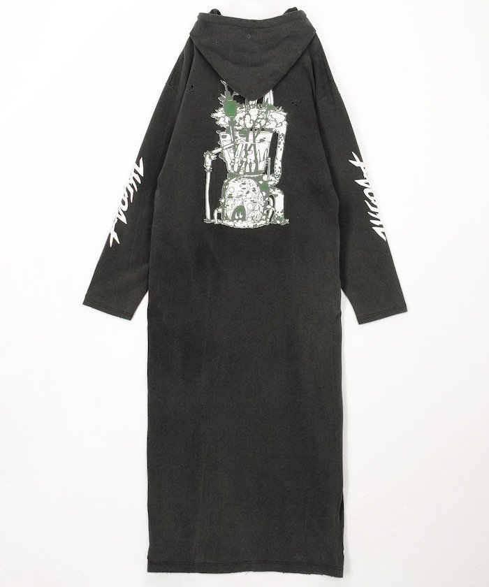 【フリークスストア/FREAK'S STORE】のSUPER FINE DRY DAMAGE L/S HOODED DRESS(CIRCULATION) インテリア・キッズ・メンズ・レディースファッション・服の通販 founy(ファウニー) 　ファッション　Fashion　レディースファッション　Fashion for Women　ワンピース　Dresses　フォーマル・パーティードレス・結婚式用ドレス　Elegant & Casual Dresses　ヴィンテージ　Vintage Style　カットソー　Cut and Sewn Top　グラフィック　Graphic, Graphic Design　ダメージ　Distressed, Destroyed　プリント　Print, Printed Pattern　ロング　Long, Long-Length　S/S・春夏　SS, Spring/Summer, Warm Season　夏　Summer　2026年　2026　2026春夏・S/S　Spring/Summer 2026 SS26　ブラック|ID: prp329100004982175 ipo3291000000037325469