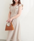 【ナチュラルクチュール/natural couture】のcanami 配色ステッチラッフル袖ワンピース ライトベージュ|ID: prp329100004982194 ipo3291000000037325528
