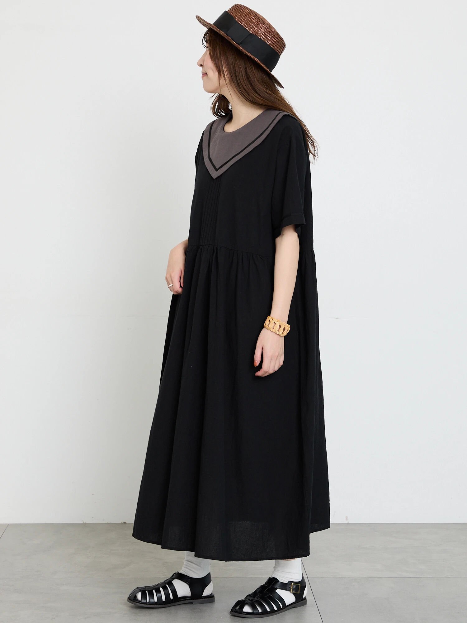 【サマンサモスモス/Samansa Mos2】のビッグ襟前後2WAYワンピース インテリア・キッズ・メンズ・レディースファッション・服の通販 founy(ファウニー) 　ファッション　Fashion　レディースファッション　Fashion for Women　ワンピース　Dresses　ビッグ　Big, Oversized　ペチコート　Petticoat, Underskirt　ブラック|ID: prp329100004982209 ipo3291000000037325587