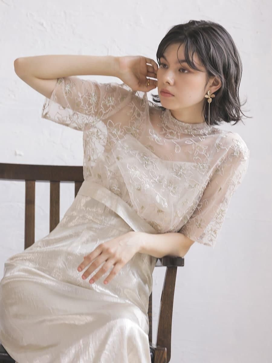 【ラシュッド/LASUD】のエンブロイダリーレースブラウスセット インテリア・キッズ・メンズ・レディースファッション・服の通販 founy(ファウニー) 　ファッション　Fashion　レディースファッション　Fashion for Women　トップス・カットソー　Cut & Sew Tops　シャツ・ブラウス・オフィスカジュアル　Elegant Blouses & Button-Ups　セパレート　Separate, Two-Piece　チュール　Tulip, Tulip Motif　ドレス　Dress, One-Piece　バランス　Balance, Style Balance　フラワー　Flower, Floral　リボン　Ribbon, Bow　レース　Lace, Lace Fabric　ライトベージュ|ID: prp329100004982212 ipo3291000000037325602