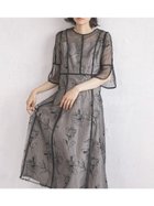 【ラシュッド/LASUD】のフラワー刺繍ラメチュールドレス ブラック|ID: prp329100004982215 ipo3291000000037391347