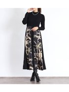 【ヴァン/Vin】のスカーフプリントドッキングワンピース 大人の最旬トレンドファッション＆コーディネート founy(ファウニー) ファッション Fashion レディースファッション Fashion for Women ワンピース Dresses エレガント 上品 Elegant コンパクト Compact, Small Size シャーリング Shirring, Ruched シンプル Simple, Minimal スカーフ Scarf, Neckwear フィット Fit, Slim Fit リブニット Rib Knit, Ribbed Knit thumbnail ブラック|ID: prp329100004982223 ipo3291000000037325633