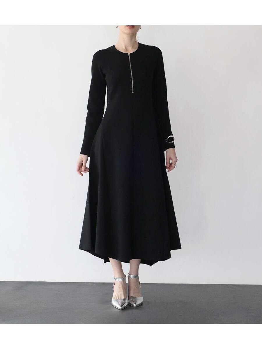 【ラシュッド/LASUD】のフロントジップAラインニットワンピース 大人の最旬トレンドファッション＆コーディネート founy(ファウニー) 　ファッション　Fashion　レディースファッション　Fashion for Women　ワンピース　Dresses　ニットワンピース　Knit Dresses　シルバー　Silver, Metallic Silver　シンプル　Simple, Minimal　ストレッチ　Stretch, Stretchy Fabric　フレア　Flare, Flared　フロント　Front, Front Design　 other-1|ID: prp329100004982229 ipo3291000000037325649