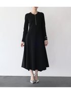 【ラシュッド/LASUD】のフロントジップAラインニットワンピース 大人の最旬トレンドファッション＆コーディネート founy(ファウニー) ファッション Fashion レディースファッション Fashion for Women ワンピース Dresses ニットワンピース Knit Dresses シルバー Silver, Metallic Silver シンプル Simple, Minimal ストレッチ Stretch, Stretchy Fabric フレア Flare, Flared フロント Front, Front Design thumbnail ブラック|ID: prp329100004982229 ipo3291000000037325650