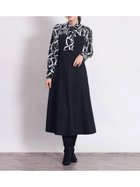 【ヴァン/Vin】の幾何学ブラウス×ニットドッキングワンピース 大人の最旬トレンドファッション＆コーディネート founy(ファウニー) ファッション Fashion レディースファッション Fashion for Women ワンピース Dresses エレガント 上品 Elegant ギャザー Gathered, Ruffled クラシカル Classical, Vintage-Inspired ジャケット Jacket, Outerwear ドッキング Docking, Mixed Material フレア Flare, Flared thumbnail ブラック|ID: prp329100004982235 ipo3291000000037325665