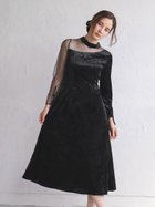【ラシュッド/LASUD】のアシメベロアワンピース 大人の最旬トレンドファッション＆コーディネート founy(ファウニー) ファッション Fashion レディースファッション Fashion for Women ワンピース Dresses アシンメトリー Asymmetrical Style チュール Tulip, Tulip Motif ドット Polka Dot, Dot Pattern フレア Flare, Flared ベロア Velour, Soft Velvet エレガント 上品 Elegant thumbnail ブラック|ID: prp329100004982238 ipo3291000000037325673