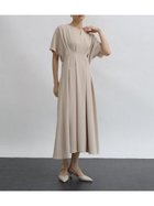 【ラシュッド/LASUD】のキーネックウエストタックワンピース 大人の最旬トレンドファッション＆コーディネート founy(ファウニー) ファッション Fashion レディースファッション Fashion for Women ワンピース Dresses ダブル Double, Double-Breasted ドレープ Drape, Draping Fabric フィット Fit, Slim Fit フロント Front, Front Design ワイド Wide, Wide Fit エレガント 上品 Elegant thumbnail ベージュ|ID: prp329100004982241 ipo3291000000037325683
