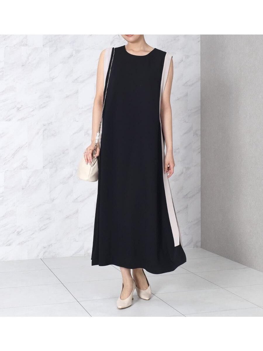 【ヴァン/Vin】のバイカラーテープAラインワンピース インテリア・キッズ・メンズ・レディースファッション・服の通販 founy(ファウニー) 　ファッション　Fashion　レディースファッション　Fashion for Women　ワンピース　Dresses　Aラインワンピース・フレアシルエット　A-Line Dresses / Flared Silhouette Dresses　おすすめ　Recommended / Our Picks　アクセサリー　Fashion Accessories　ノースリーブ　Sleeveless, No-Sleeve　フレア　Flare, Flared　リボン　Ribbon, Bow　ブラック|ID: prp329100004982243 ipo3291000000037325688